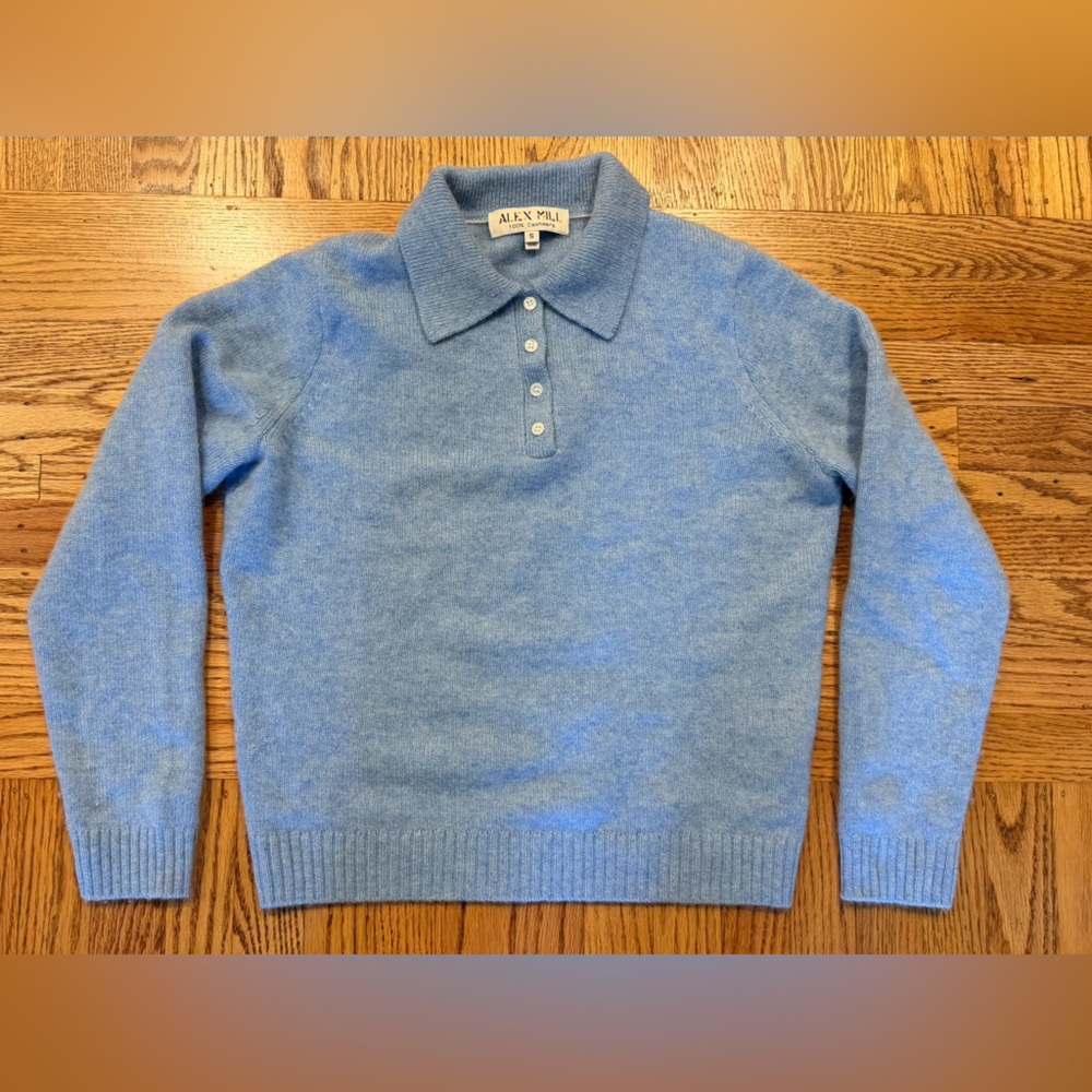 Alex Mill Women’s Alice Light Blue Cashmere Polo Sweater